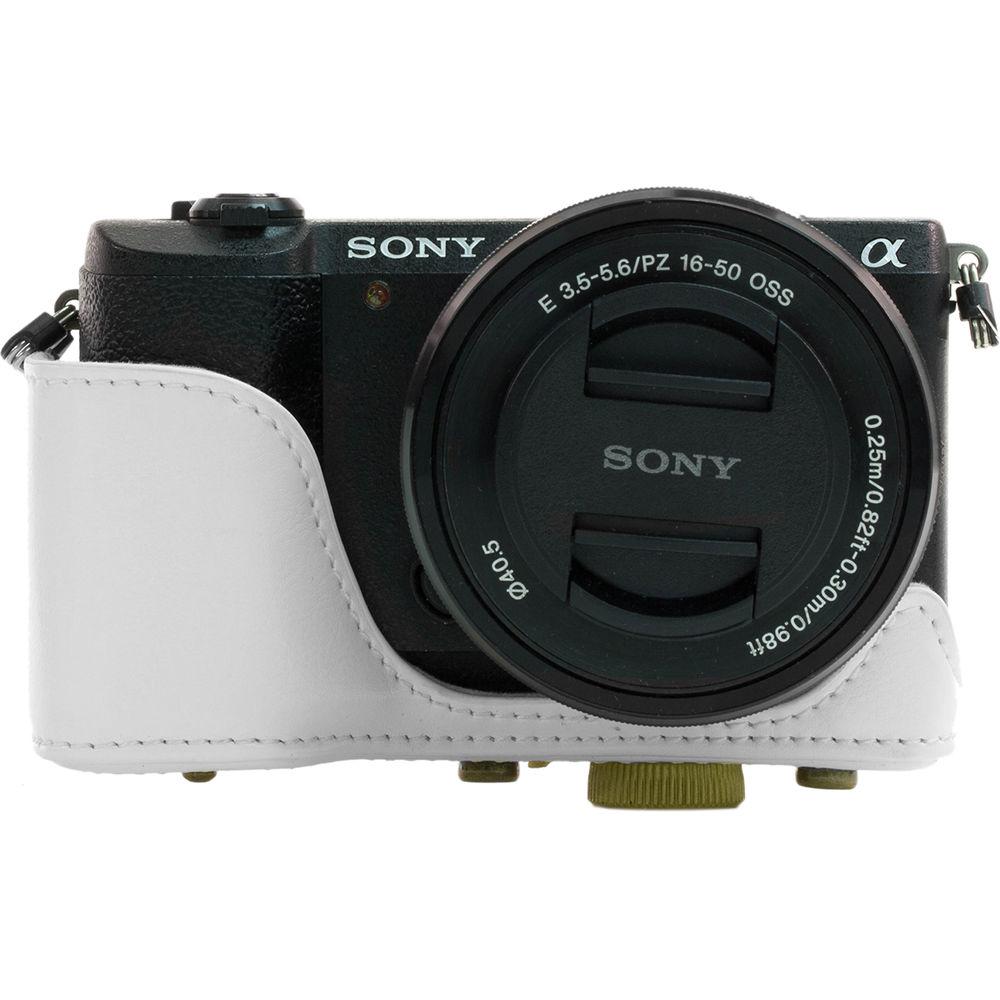 MegaGear Ever Ready PU Leather Case and Strap for Sony Alpha a5100, a5000 with 16-50mm Lens