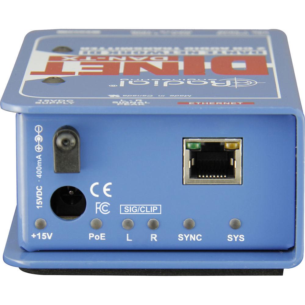 Radial Engineering DiNET DAN-TX Dante-Enabled Stereo DI Box