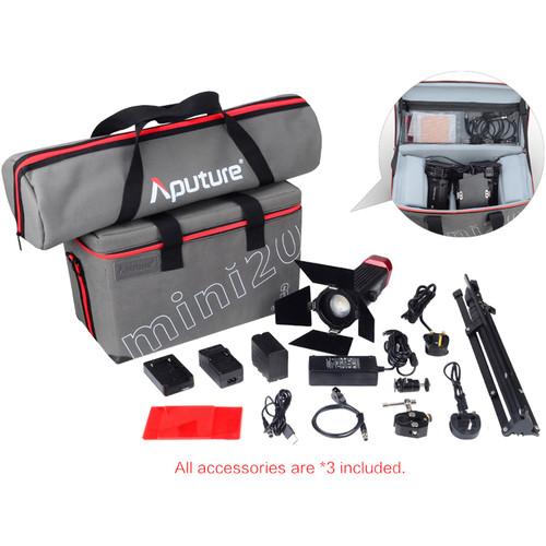 Aputure LS-mini20 Daylight Bi-Color 3-Light Flight Kit with Stands