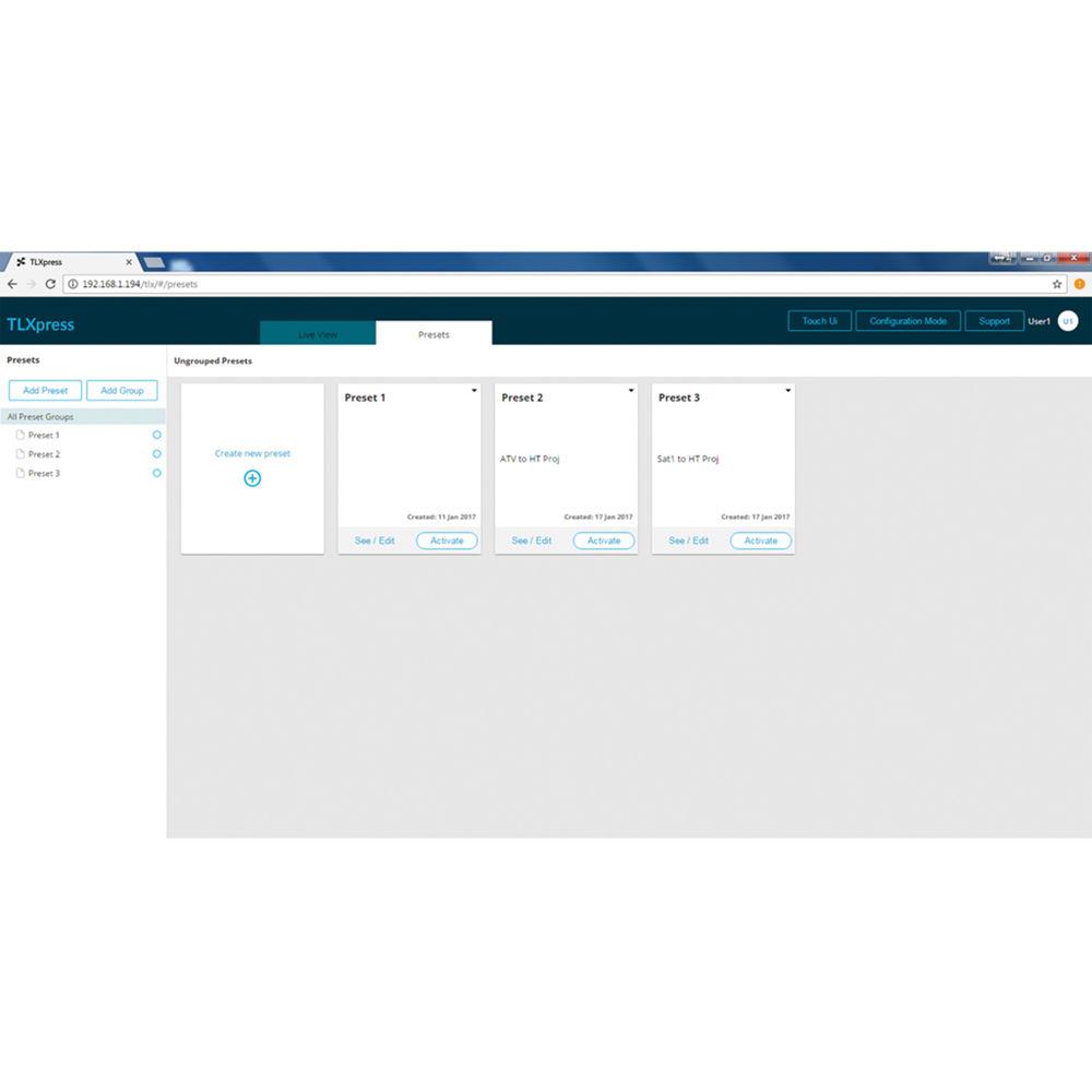 TechLogix Networx TLXpress Software Server for IPFO-Series AV-over-IP Devices