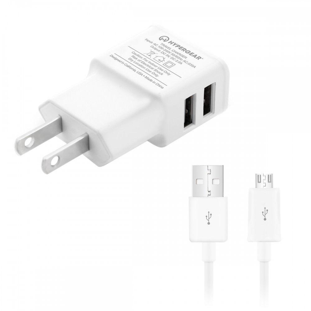HyperGear Dual USB Wall Charger with Micro-USB Cable