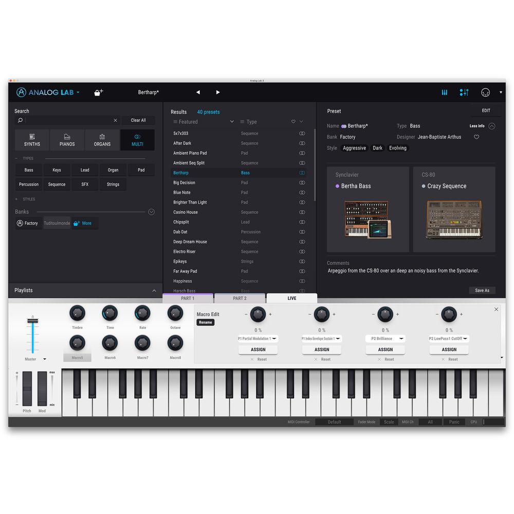Arturia Analog Lab 3 Ultimate Keyboard Sound Collection License