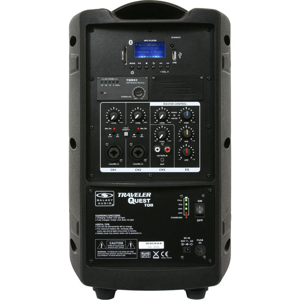 Galaxy Audio TQ8-40V0 Traveler Quest 8" Speaker with Bodypack Transmitter and Lavalier Microphone