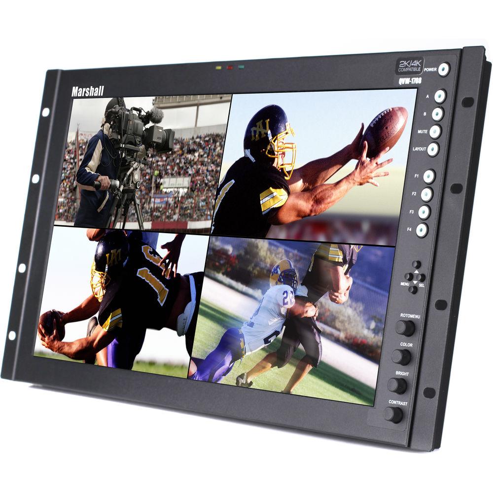 Marshall Electronics Desk Top Quad View 17" Native Resolution Monitor. 4K Quad 3G-SDI "