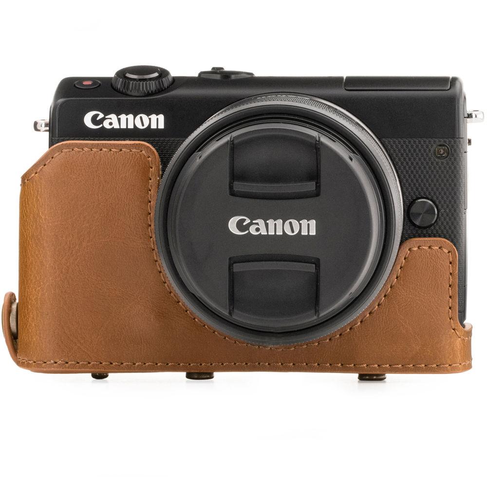 MegaGear Ever Ready PU Leather Case with Strap for Canon M100 with 15-45mm