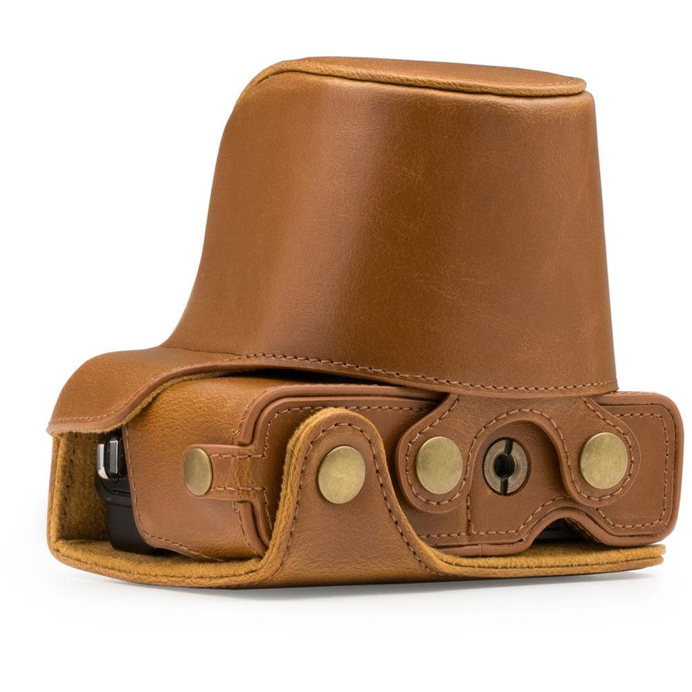 MegaGear Ever Ready PU Leather Case with Strap for Canon M100 with 15-45mm