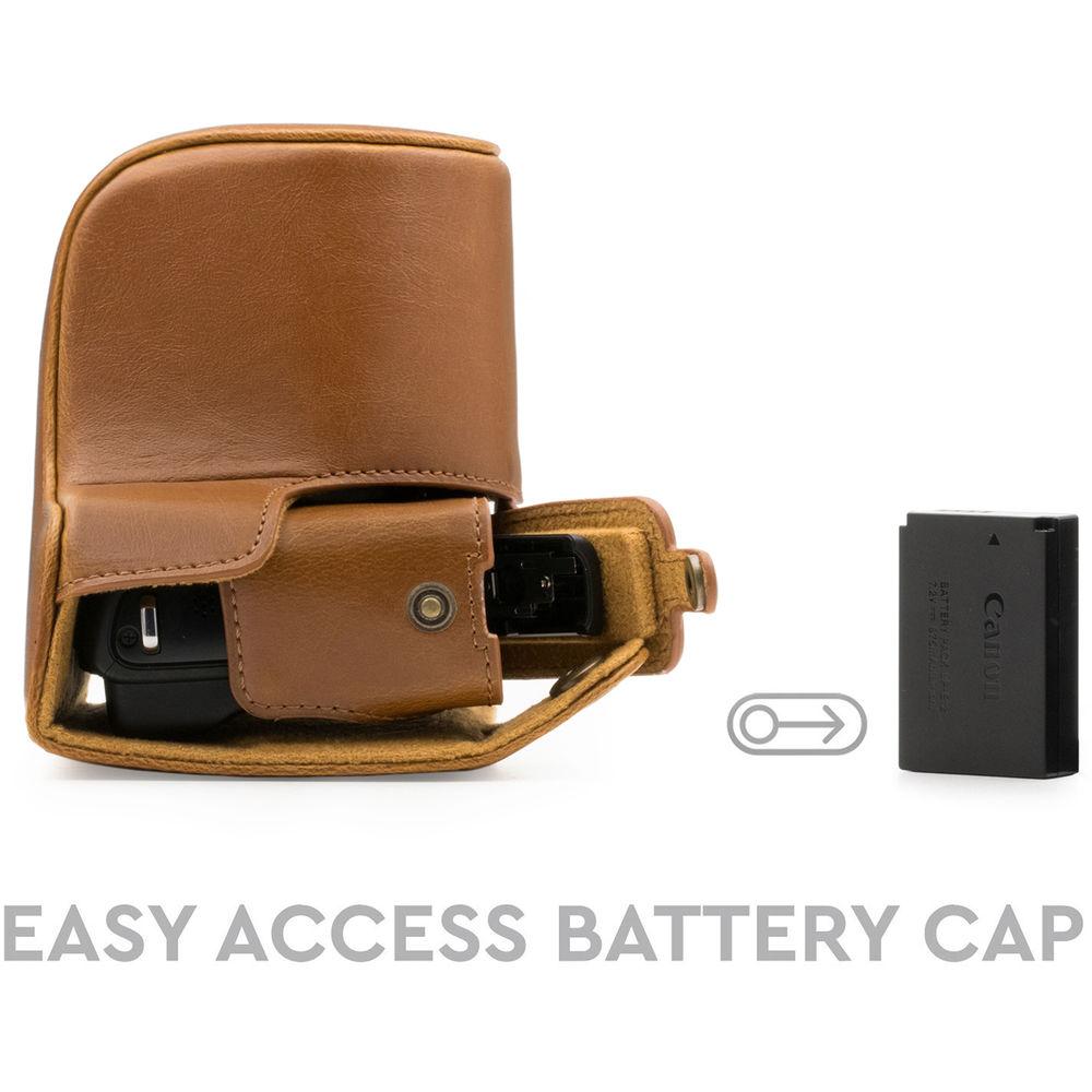 MegaGear Ever Ready PU Leather Case with Strap for Canon M100 with 15-45mm