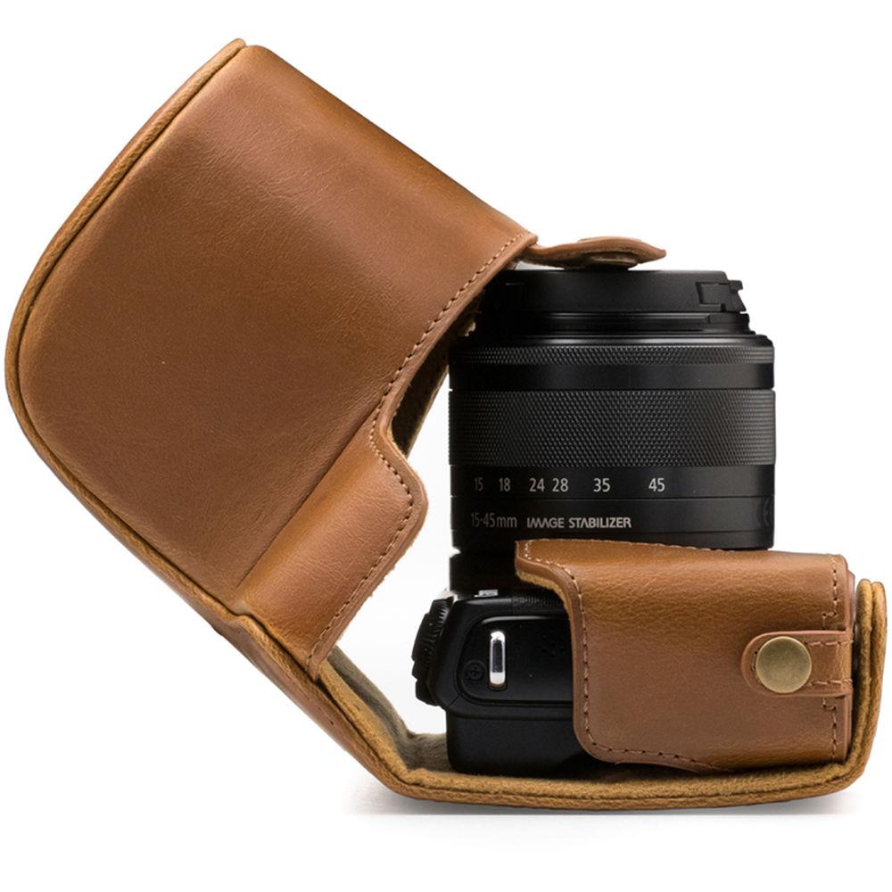 MegaGear Ever Ready PU Leather Case with Strap for Canon M100 with 15-45mm