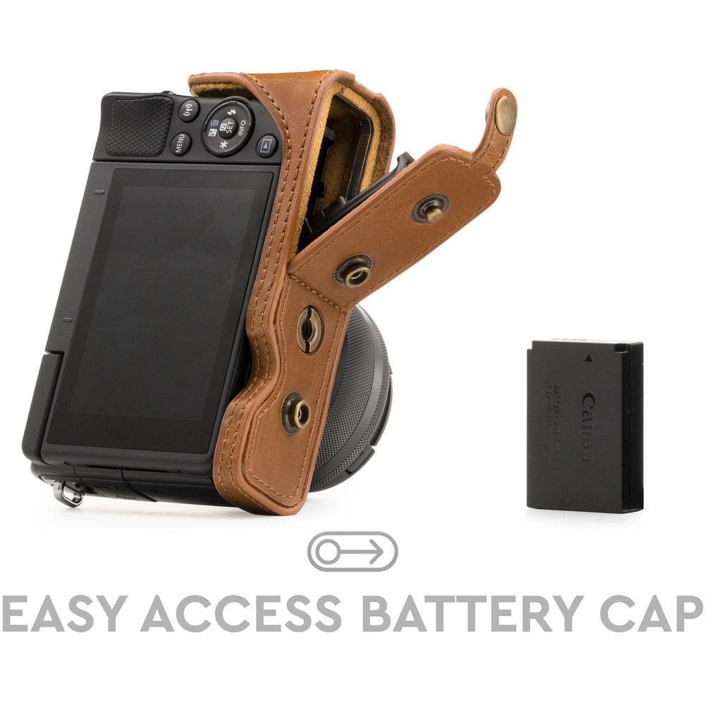 MegaGear Ever Ready PU Leather Case with Strap for Canon M100 with 15-45mm