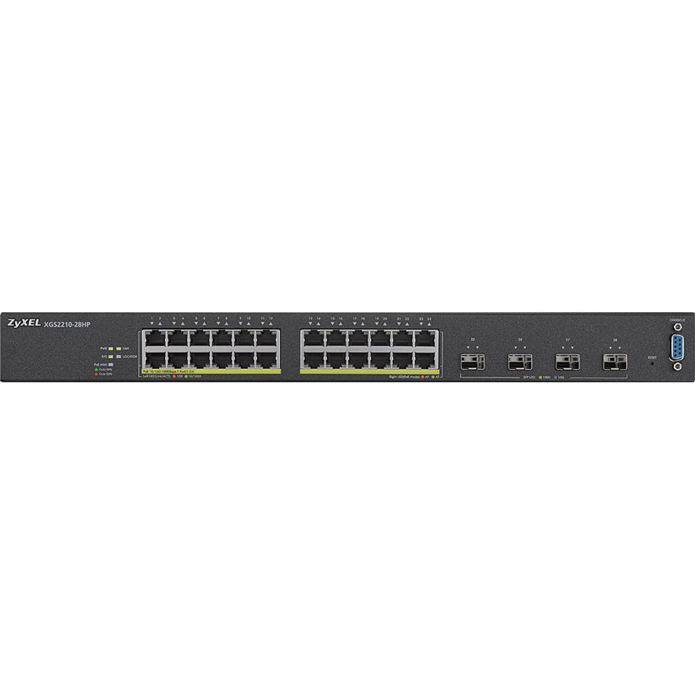 ZyXEL 24-Port 100 1000 Mb s and 4-Port 10GbE SFP L2 PoE Switch with 10GbE Uplink