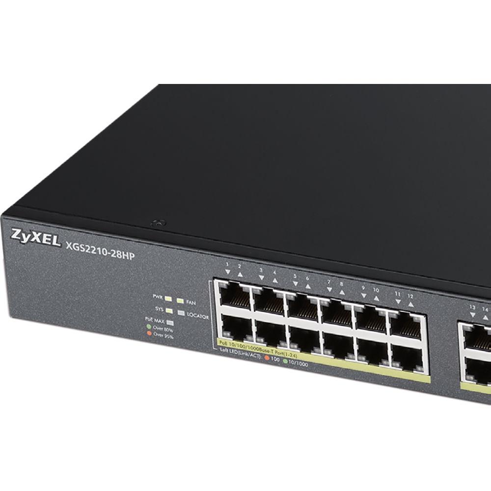 ZyXEL 24-Port 100 1000 Mb s and 4-Port 10GbE SFP L2 PoE Switch with 10GbE Uplink