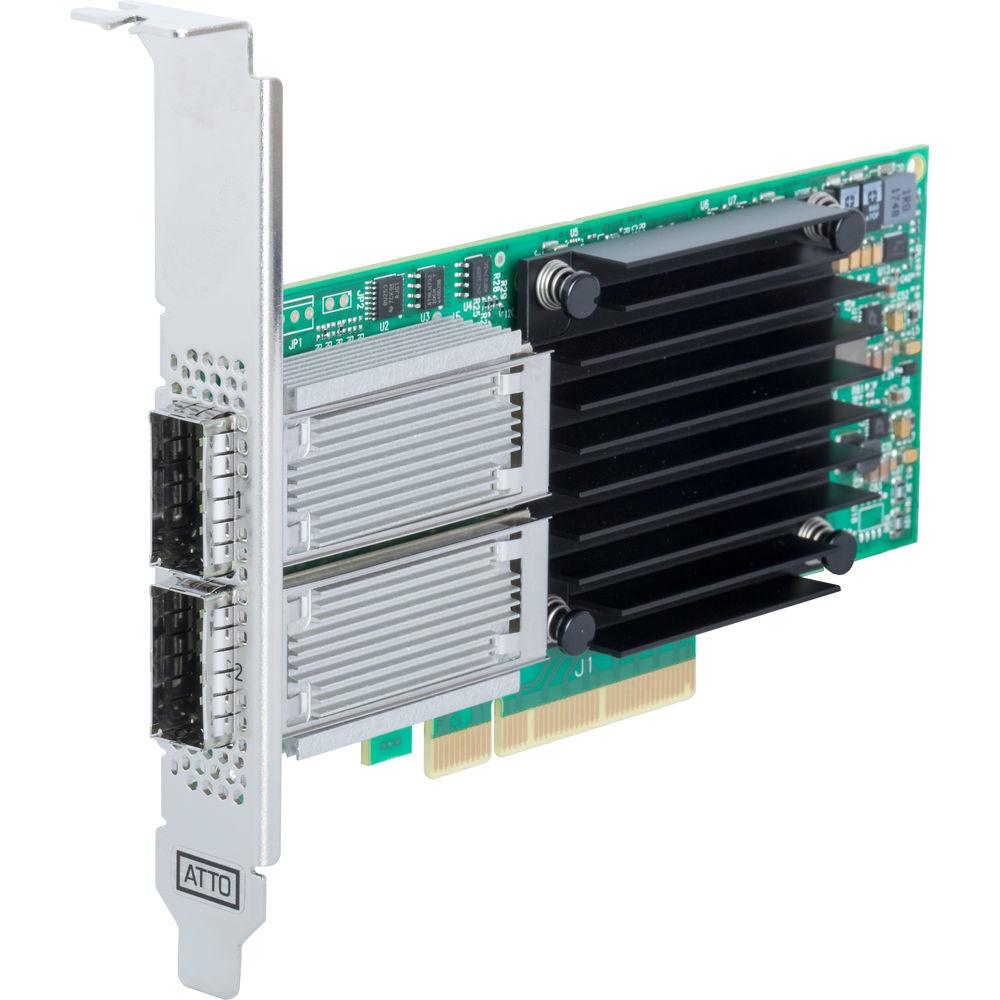 ATTO Technology FastFrame N352 QSFP28 Dual-Port 50GbE PCIe 3.0 Optical Interface