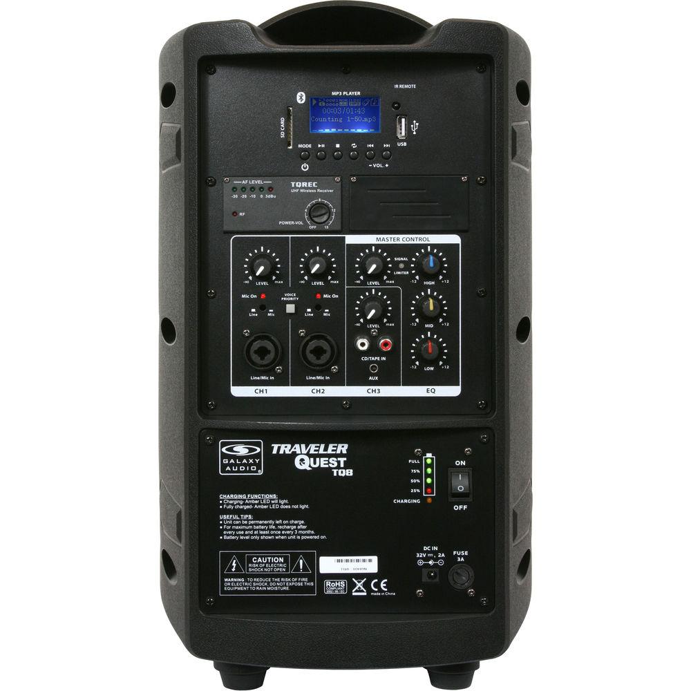 Galaxy Audio TQ8-40S0N Traveler Quest 8" Speaker and Bodypack Transmitter with Headset Mic