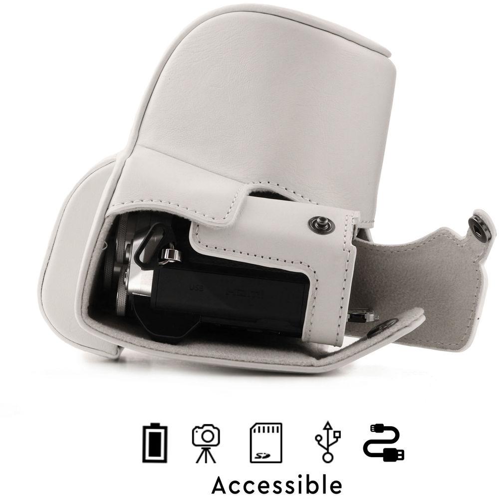 MegaGear Ever Ready Leather Camera Case for Olympus OM-D E-M10 Mark III with 14-42mm Lens