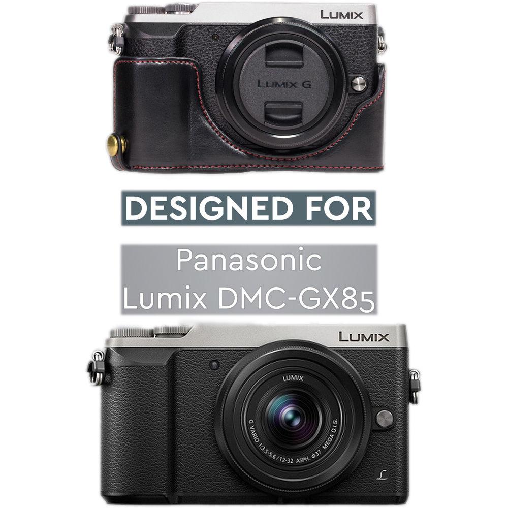 MegaGear Ever Ready Leather Half-Bottom Camera Case for Panasonic LUMIX GX85