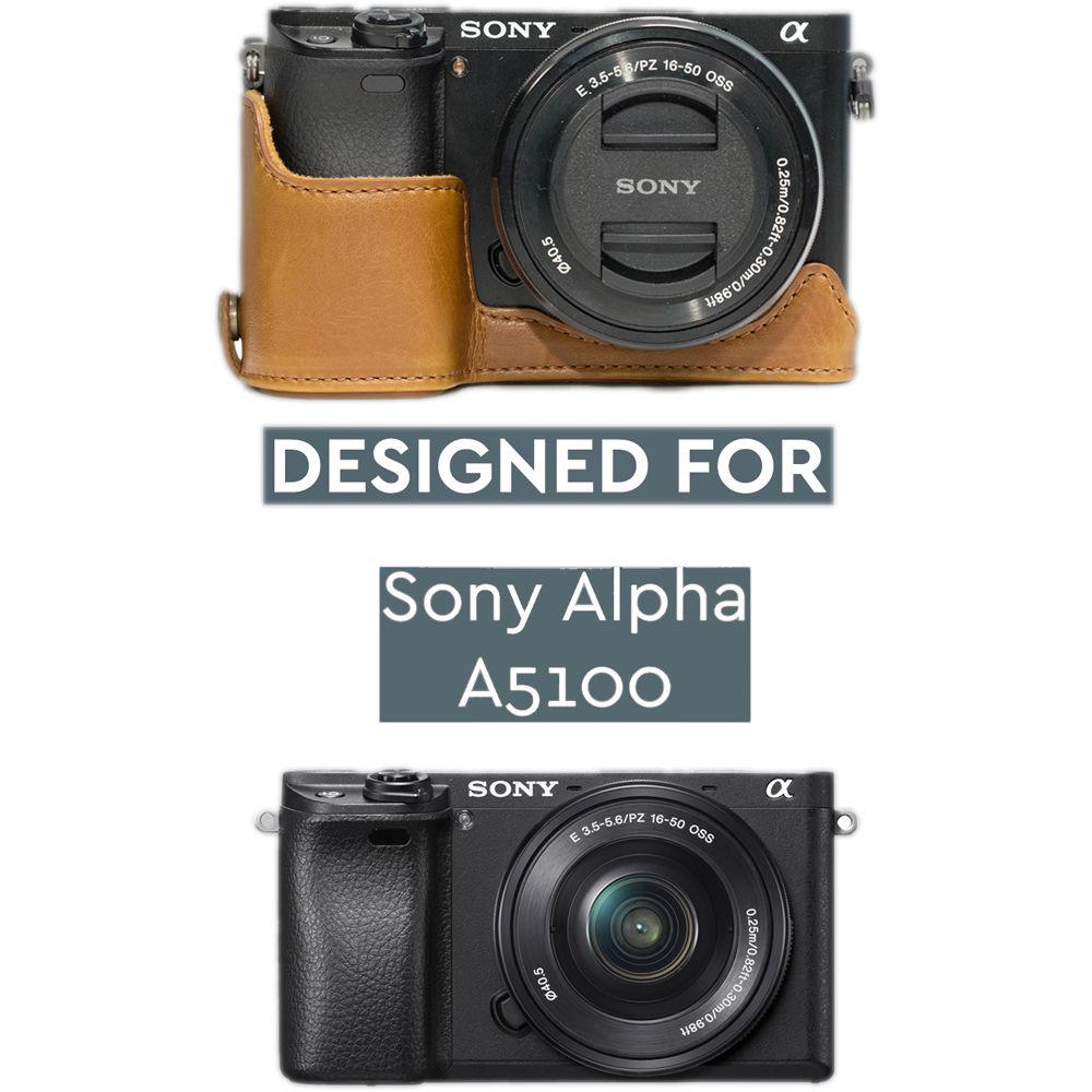 MegaGear Ever Ready Leather Half-Bottom Camera Case for Sony Alpha a5100