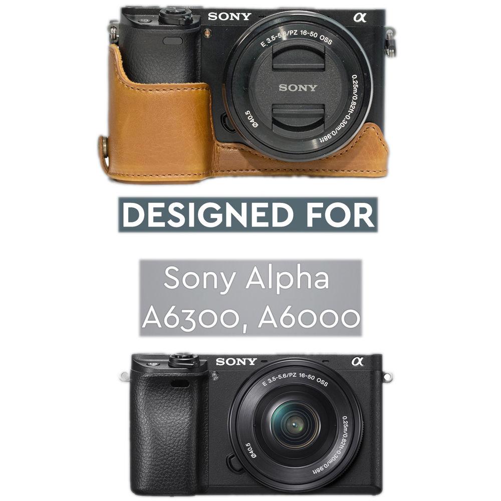 MegaGear Ever Ready Leather Half-Bottom Camera Case for Sony Alpha a6300 a6000