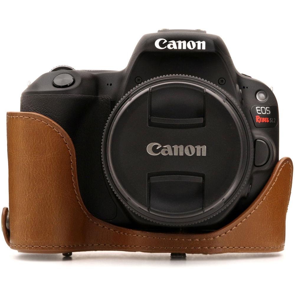 MegaGear Ever Ready PU Leather Case with Strap for Canon EOS Rebel SL2, EOS 200D & Kiss X9 with 18-55mm