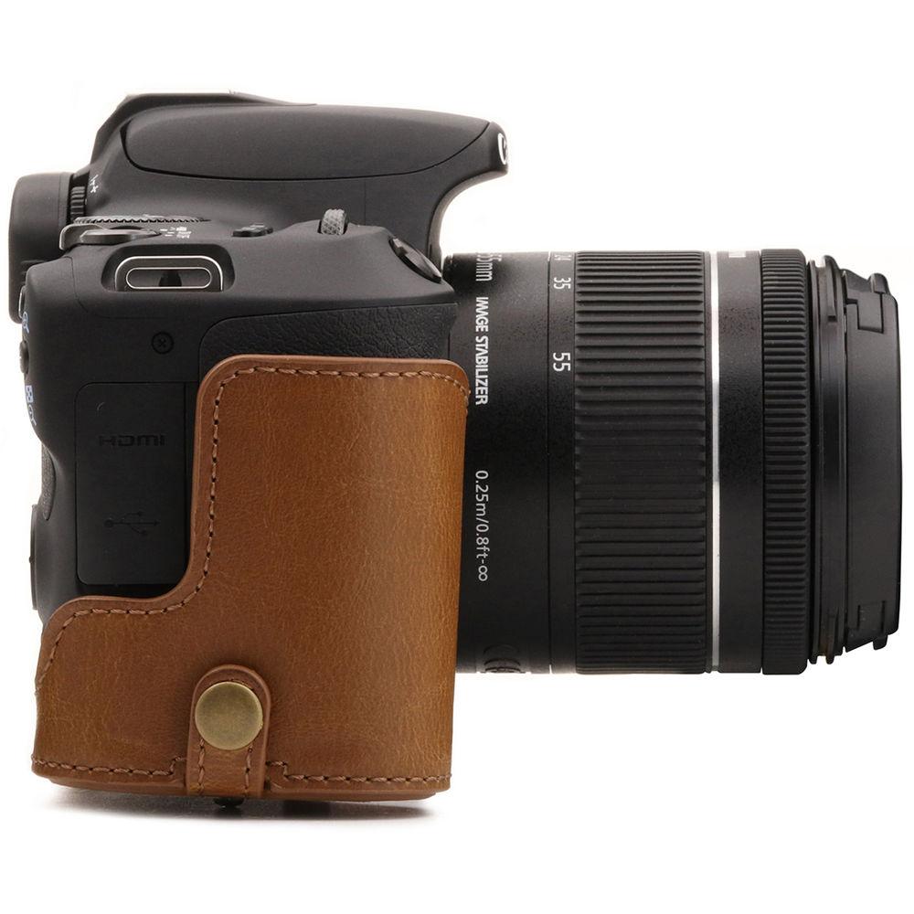MegaGear Ever Ready PU Leather Case with Strap for Canon EOS Rebel SL2, EOS 200D & Kiss X9 with 18-55mm
