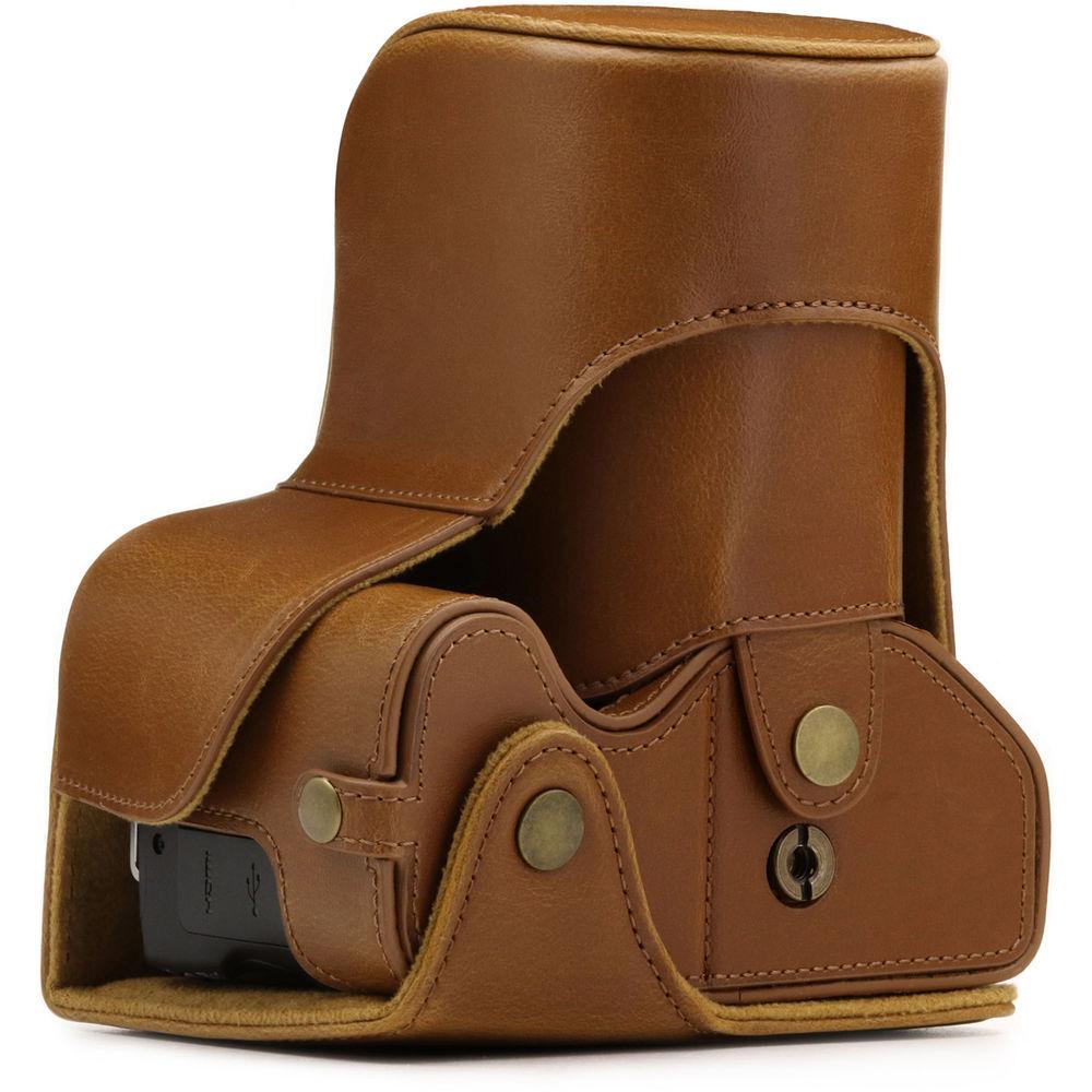 MegaGear Ever Ready PU Leather Case with Strap for Canon EOS Rebel SL2, EOS 200D & Kiss X9 with 18-55mm