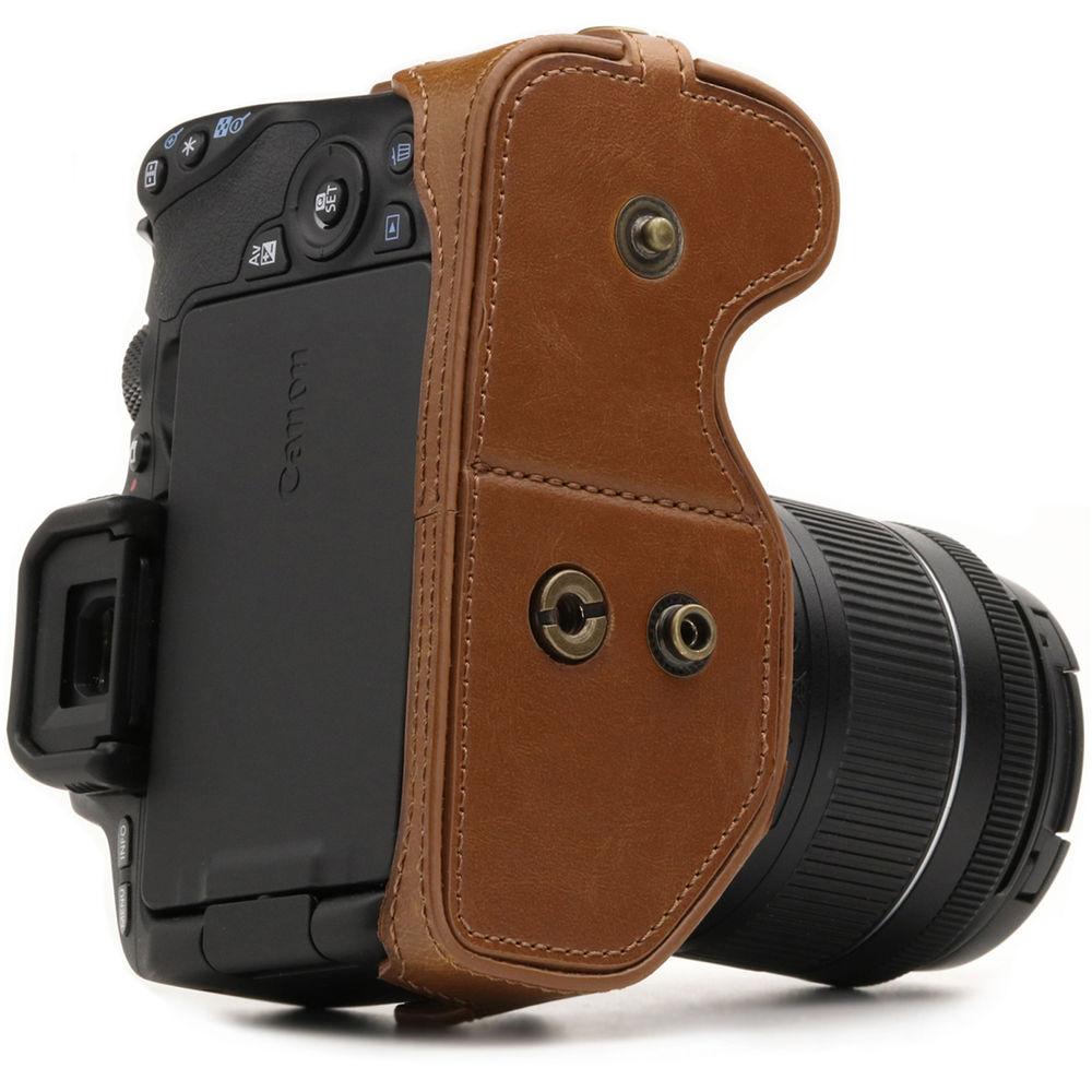 MegaGear Ever Ready PU Leather Case with Strap for Canon EOS Rebel SL2, EOS 200D & Kiss X9 with 18-55mm