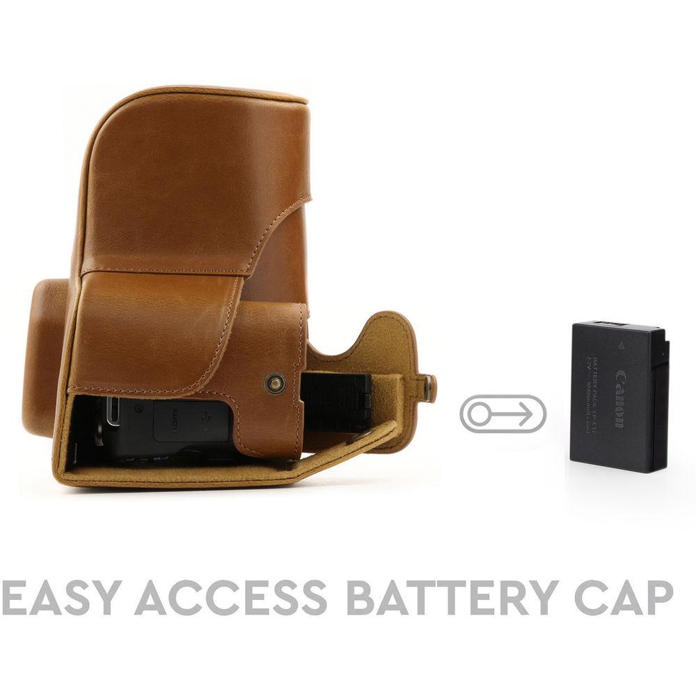 MegaGear Ever Ready PU Leather Case with Strap for Canon EOS Rebel SL2, EOS 200D & Kiss X9 with 18-55mm