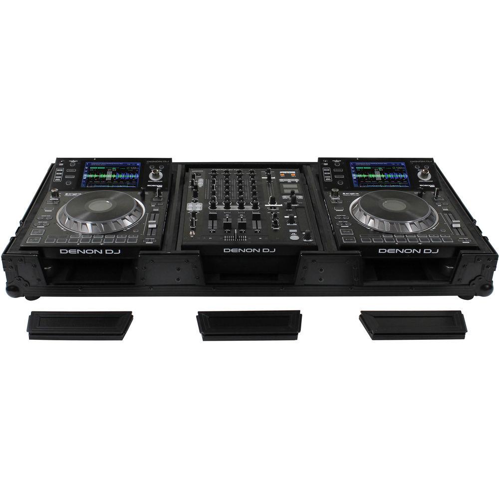 Odyssey Innovative Designs DJ Black Label Coffin for Two Large Format Tabletop CD Media Players & Mixer with Wheels & Extra Deep Rear Cable Space