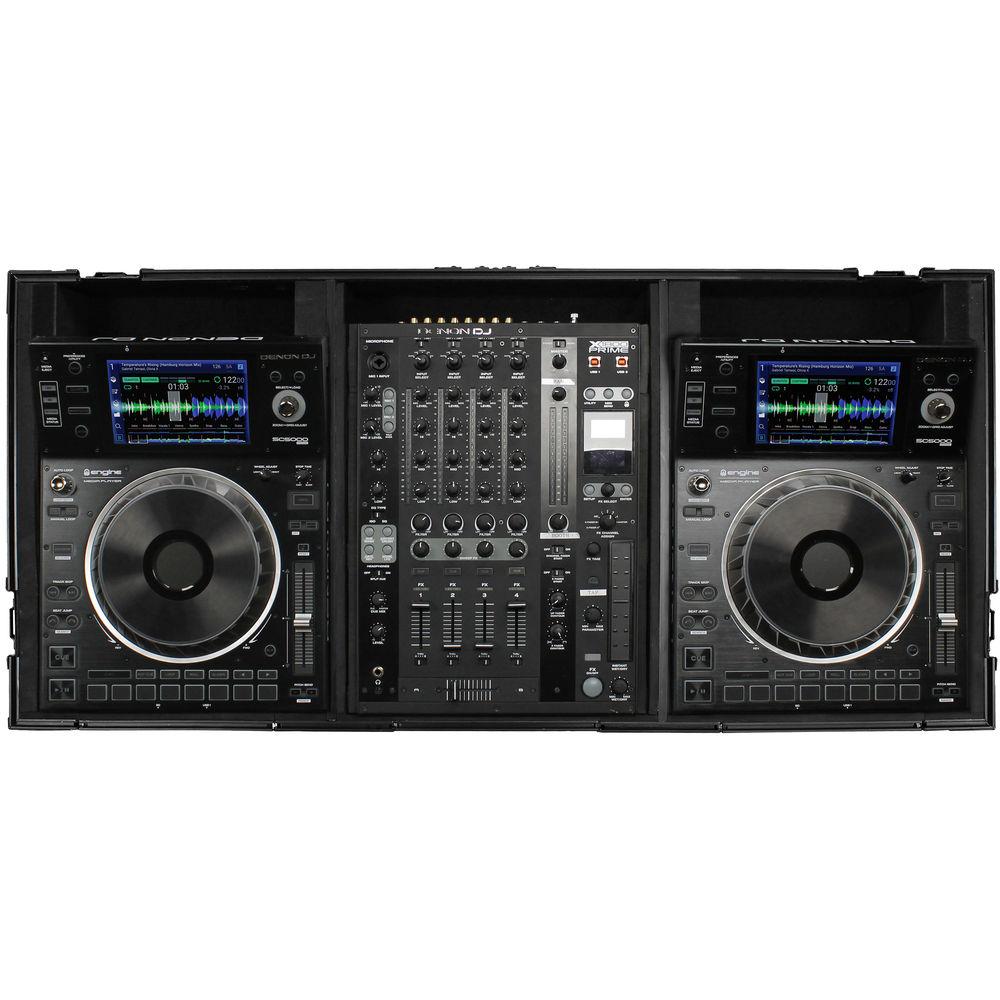 Odyssey Innovative Designs DJ Black Label Coffin for Two Large Format Tabletop CD Media Players & Mixer with Wheels & Extra Deep Rear Cable Space