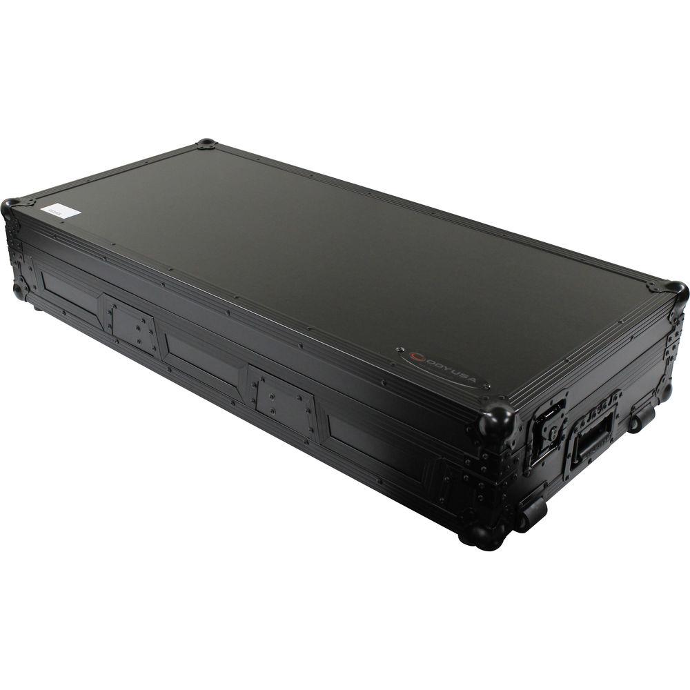 Odyssey Innovative Designs DJ Black Label Coffin for Two Large Format Tabletop CD Media Players & Mixer with Wheels & Extra Deep Rear Cable Space