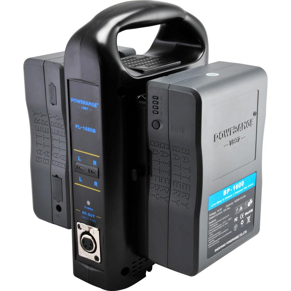 POWERANGE PR-PL-1680B Dual-Channel 100W Portable Charger for V-Mount Lithium-Ion Batteries with 16.7 VDC Output
