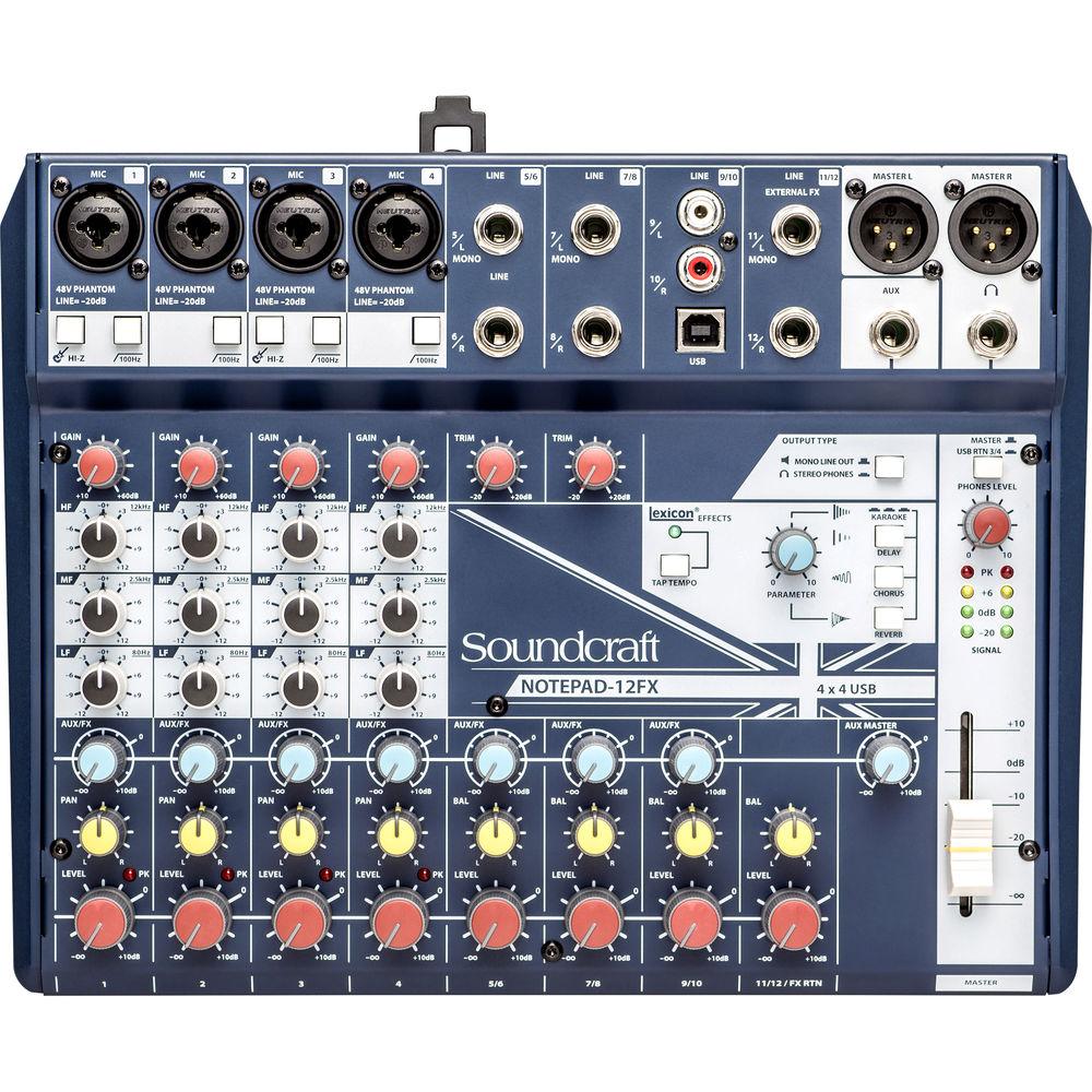 Soundcraft Notepad-12FX Small-Format Analog Mixing Console with USB I O and Lexicon Effects