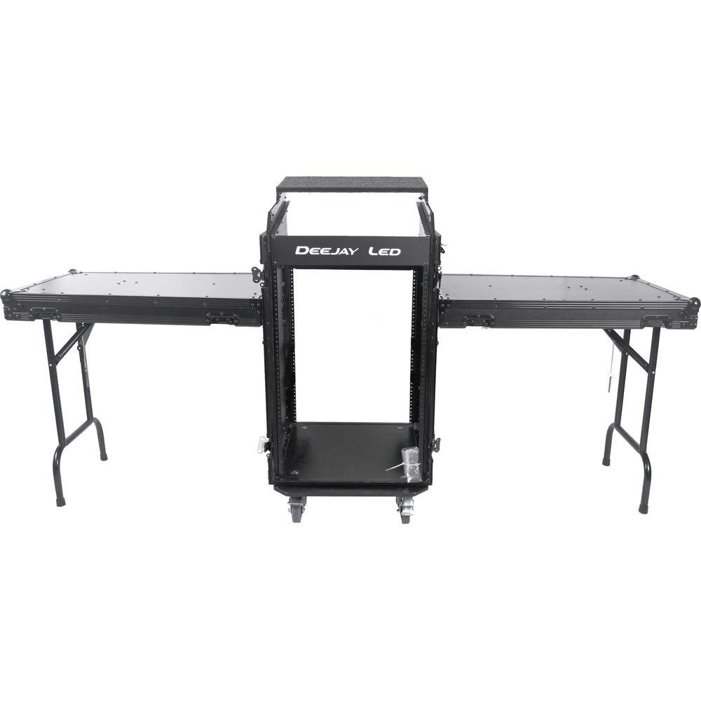 DeeJay LED 11 RU Slant Mixer Rack 16 RU Vertical Rack System Combo Case with Caster Board