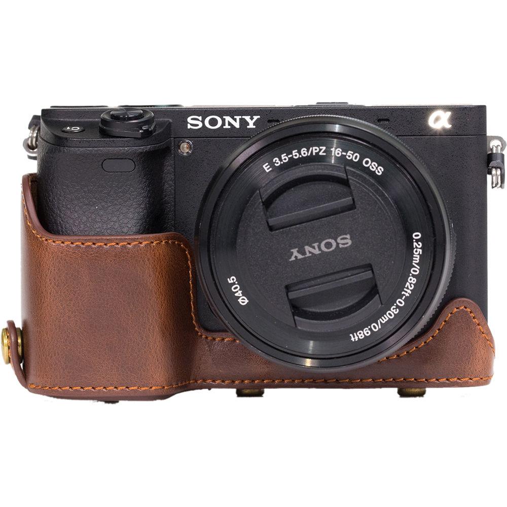 MegaGear MG985 Ever Ready Leather Case with Bottom Opening for Sony a6300 ILCE-6300 a6000