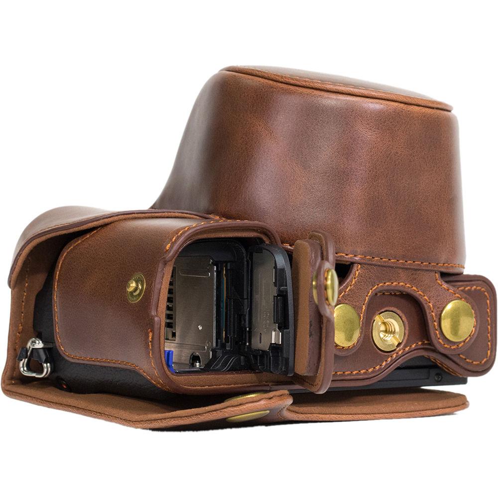 MegaGear MG985 Ever Ready Leather Case with Bottom Opening for Sony a6300 ILCE-6300 a6000