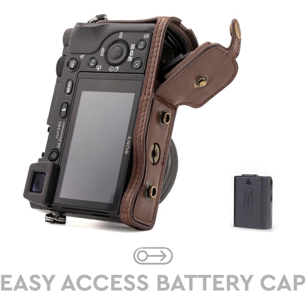 MegaGear MG988 Ever Ready Leather Case with Bottom Opening for Sony a5100 ILCE-5100