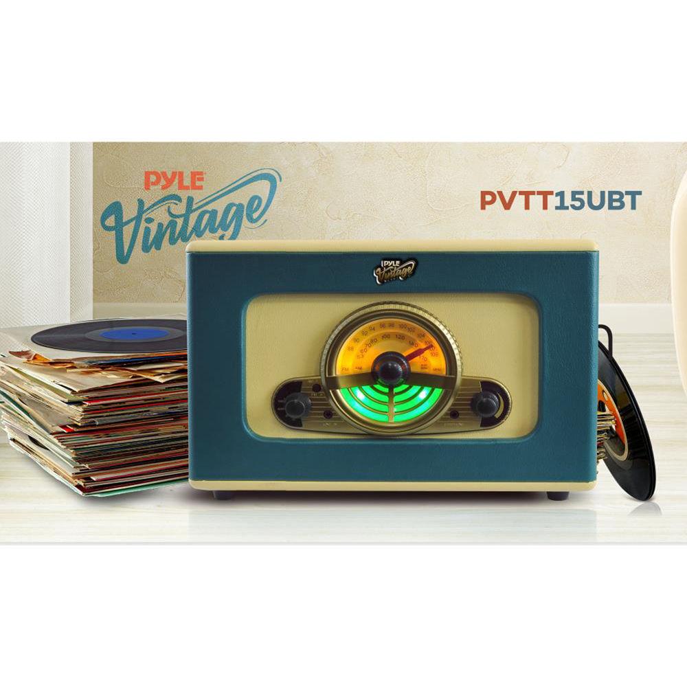 Pyle Pro PVTT15UBT Vintage Belt-Drive Turntable with Bluetooth and USB