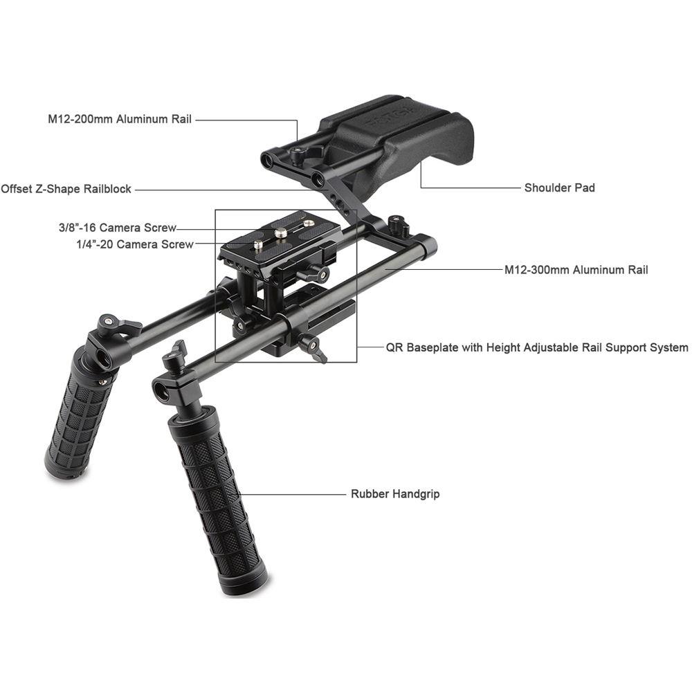 CAMVATE Pro DSLR Offset Shoulder Mount Support Rig Kit with Handgrips