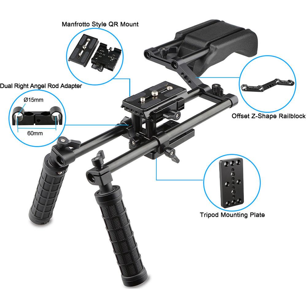 CAMVATE Pro DSLR Offset Shoulder Mount Support Rig Kit with Handgrips