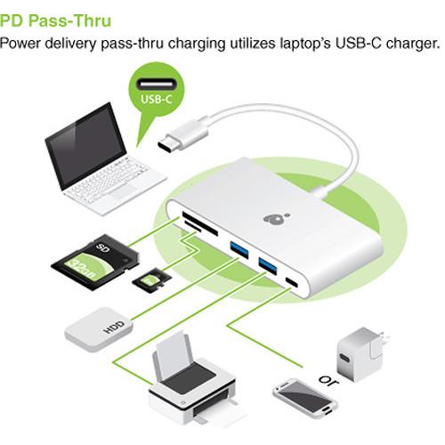 IOGEAR GUH3C84PD USB Type-C to SD microSD, USB Type-A Adapter