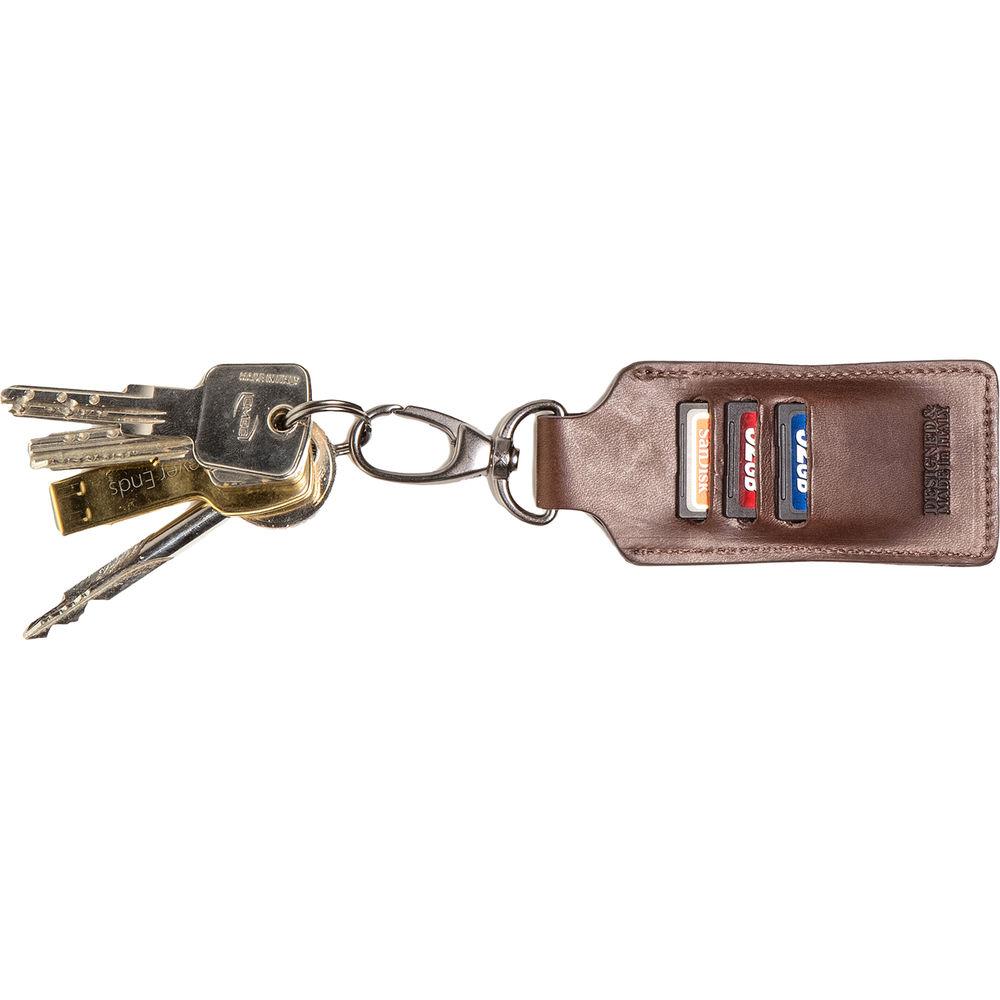 Barber Shop Clipper Leather Key Ring with Three SD Card Holder