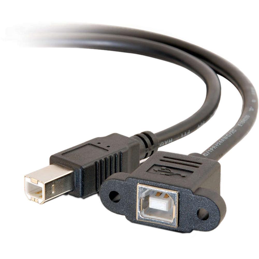 C2G Panel-Mount USB 2.0 Type-B Female to USB 2.0 Type B Male Cable
