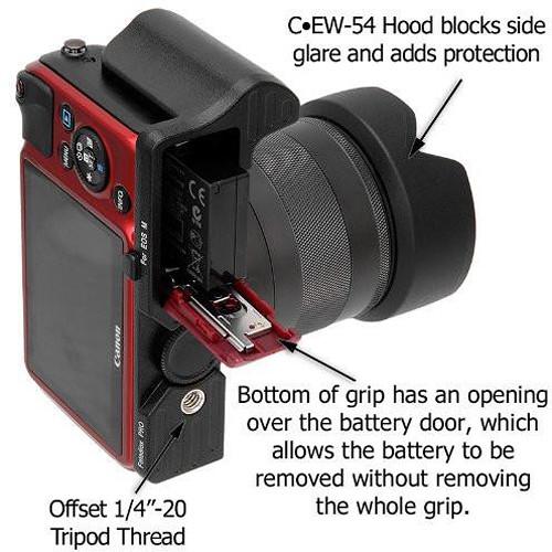 FotodioX Pro Camera Kit for Canon EOS M Camera with Grip and Lens Hood for Canon EF-M 18-55mm Lens