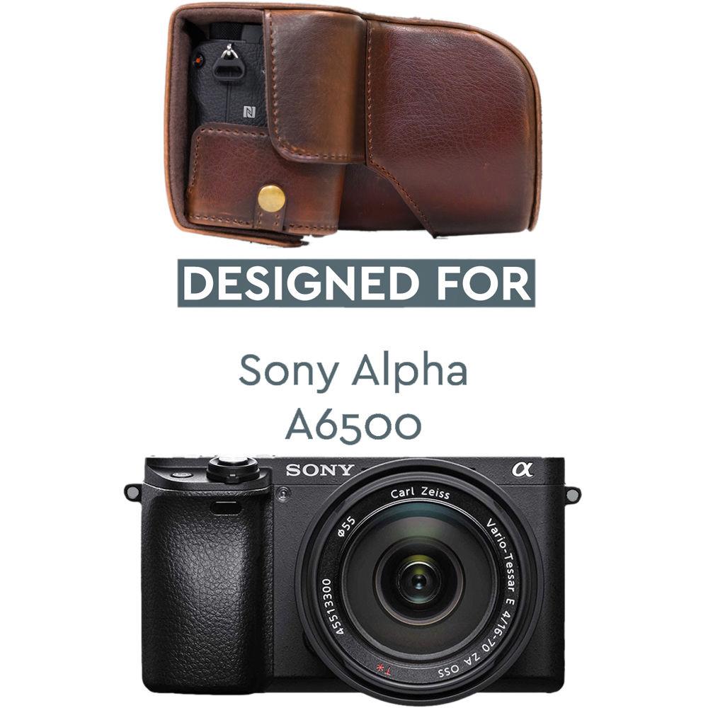 MegaGear Ever Ready PU Leather Case & Strap for Sony a6500 with 16-70mm Lens