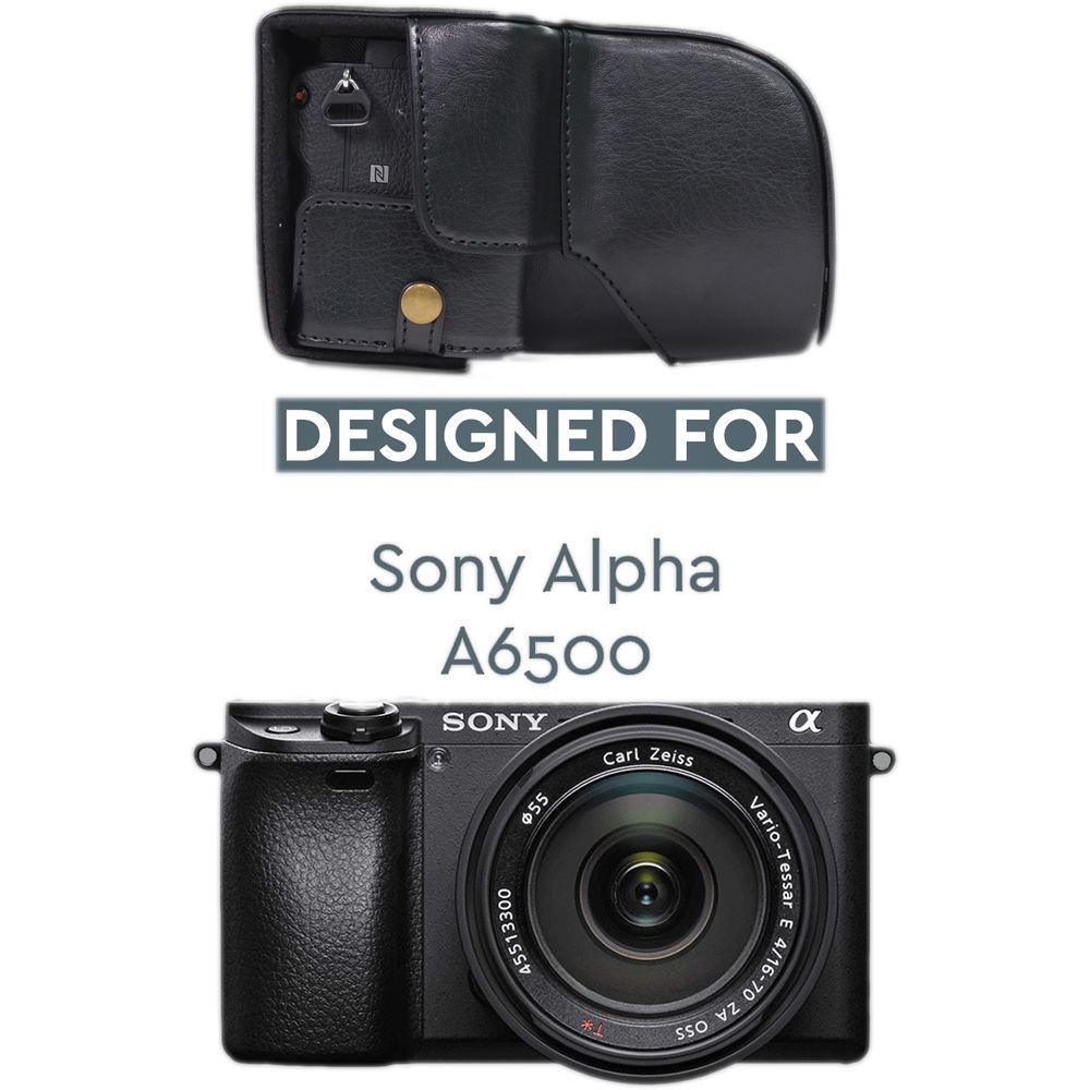 MegaGear MG1014 Ever Ready Leather Case with Bottom Opening for Sony a6500 ILCE-6500 with 16-70mm