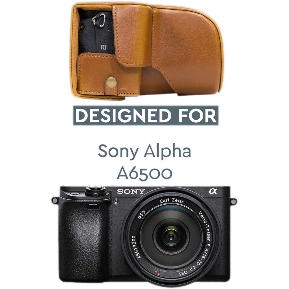 MegaGear MG1016 Ever Ready Leather Case with Bottom Opening for Sony a6500 ILCE-6500 with 16-70mm