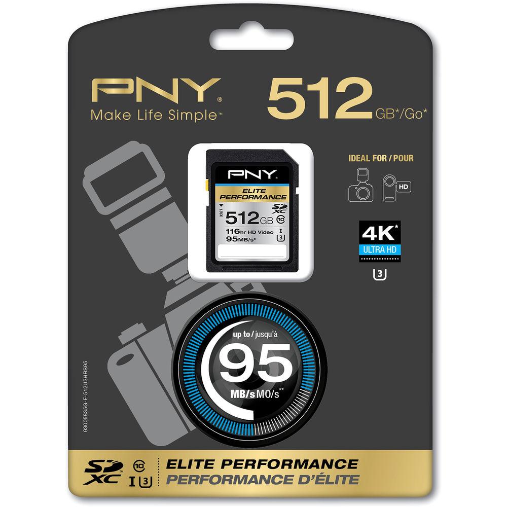 PNY Technologies 512GB Elite Performance UHS-1 SDXC Memory Card