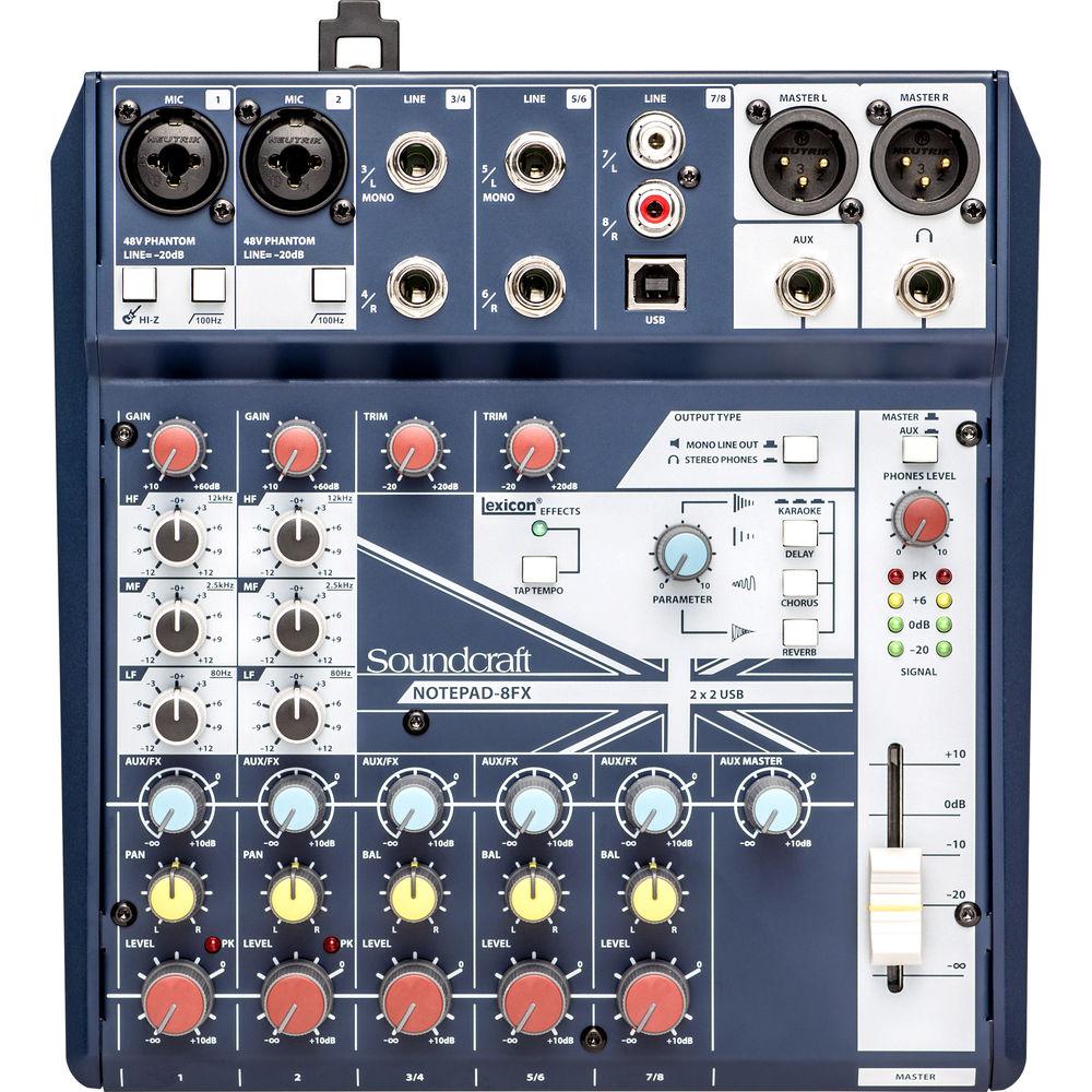 Soundcraft Notepad-8FX Small-Format Analog Mixing Console with USB I O and Lexicon Effects