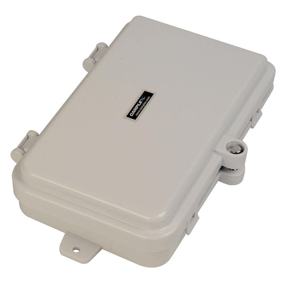 Camplex Plastic Wall Mount Terminal Box with Swing Out Splice Tray for 6 Simplex Fiber Adapters