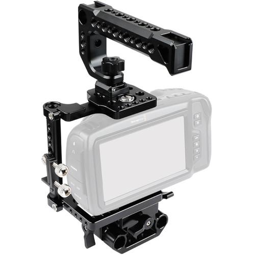 CAMVATE Cage Kit with Top Cheese Handle and ARCA QR Plate for Blackmagic Pocket Cinema Camera 4K