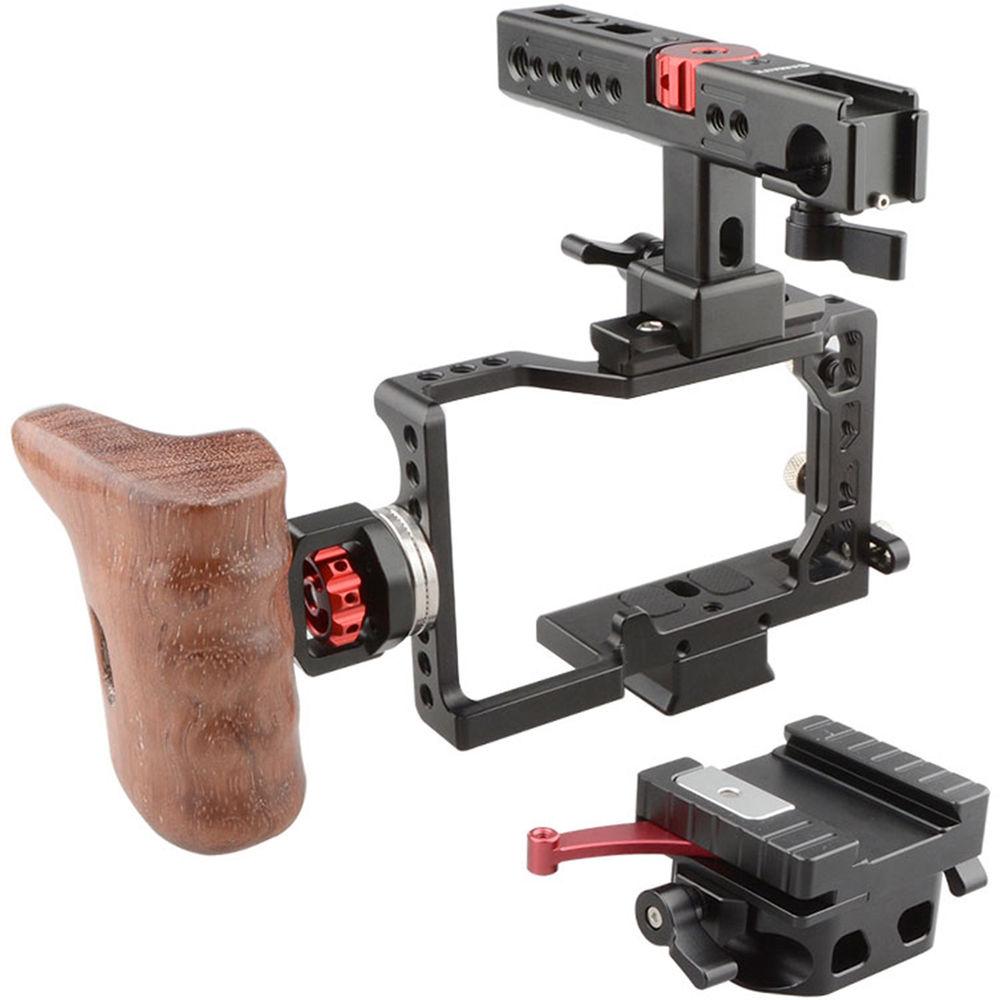 CAMVATE Camera Cage with QR Baseplate and Rotating NATO Top Handle for Sony a6500